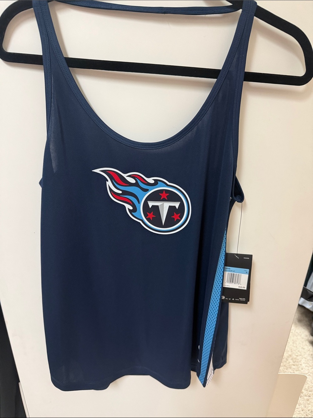 Nike Navy Blue Women's Titans Logo Tank Top with Red and Light Blue Accents
